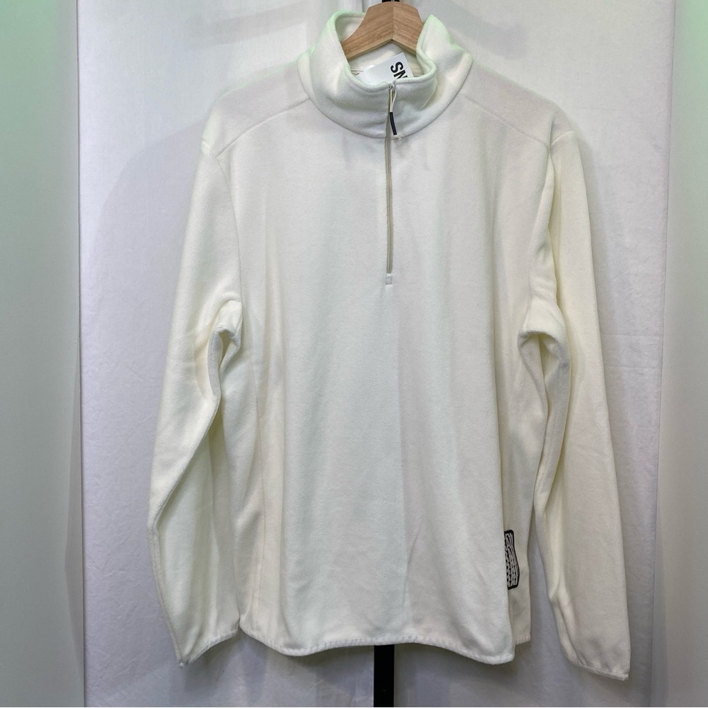 NWT Rains unisex brushed fleece 1/2 zip pullover, creamy white